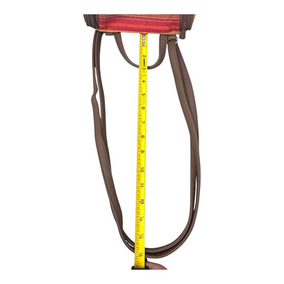 MultiSac Striped Backpack Purse Southwest Orange Brown Canvas Faux Leather Trim - Picture 6 of 12